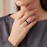 14k Yellow Gold 0.60cttw Diamond and Onyx Squared Ring Size 5.75