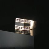 14k Yellow Gold 0.60cttw Diamond and Onyx Squared Ring Size 5.75