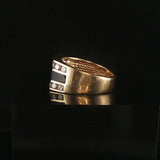 14k Yellow Gold 0.60cttw Diamond and Onyx Squared Ring Size 5.75