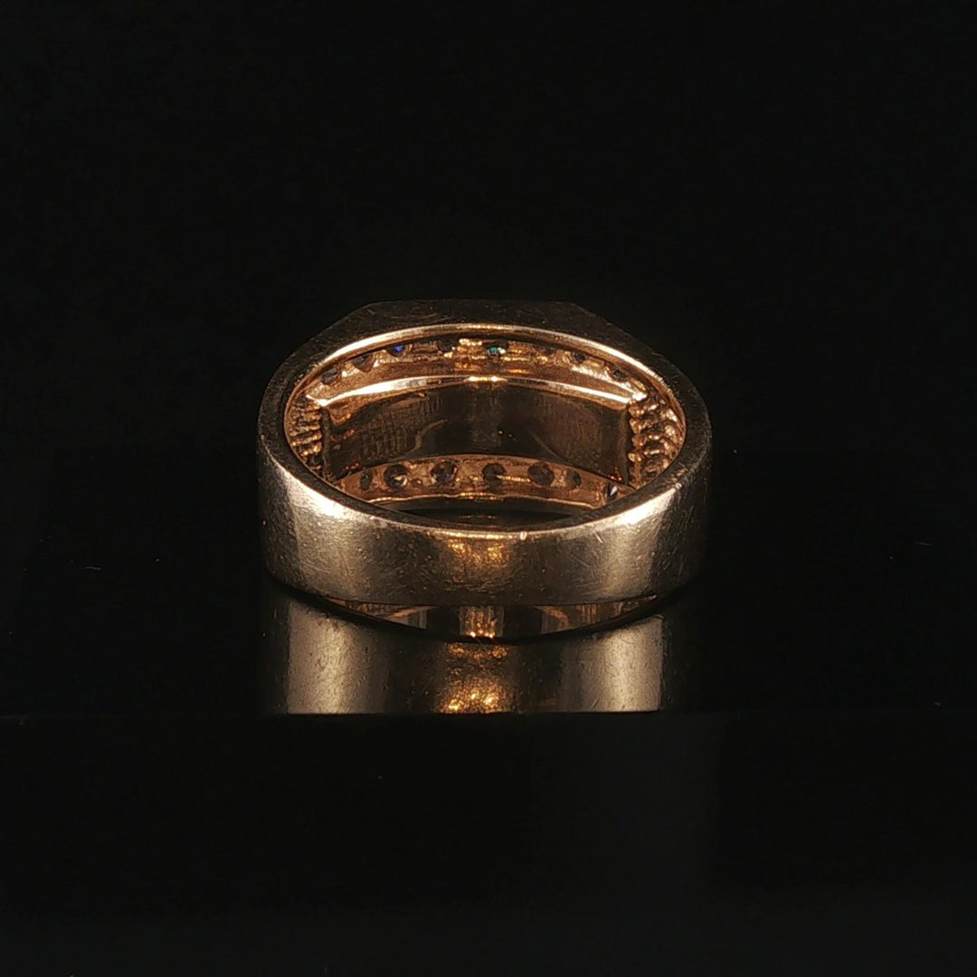 14k Yellow Gold 0.60cttw Diamond and Onyx Squared Ring Size 5.75
