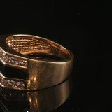 14k Yellow Gold 0.60cttw Diamond and Onyx Squared Ring Size 5.75