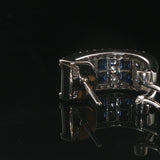 14k White Gold 0.70cttw Diamond and Blue Sapphire Huggie Earrings