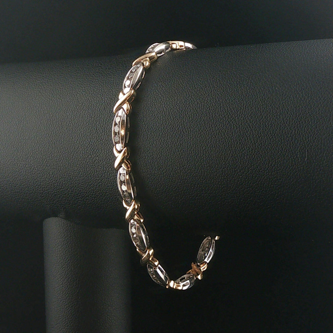 14k Yellow and White Gold 2cttw Diamond X Link Bracelet 7.5"