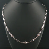 14k White Gold Bezel Set Sapphire and Diamond Fancy Link Necklace 18"