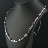 14k White Gold Bezel Set Sapphire and Diamond Fancy Link Necklace 18"