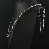 14k White Gold Bezel Set Sapphire and Diamond Fancy Link Necklace 18"
