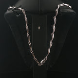 14k White Gold Bezel Set Sapphire and Diamond Fancy Link Necklace 18"