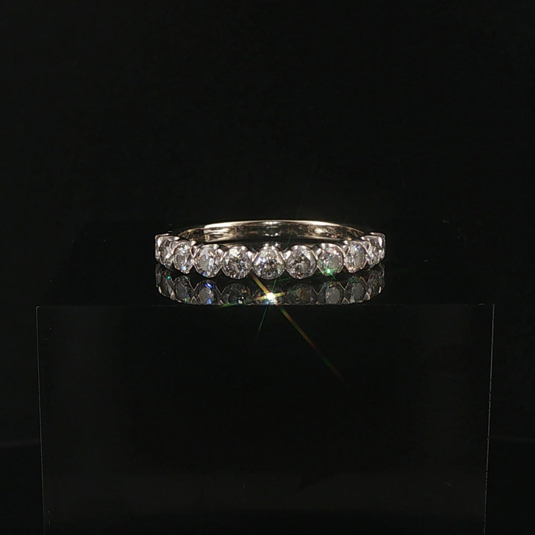 14k White Gold and 1cttw Diamond Vintage Half Eternity Band Ring Size 8.5