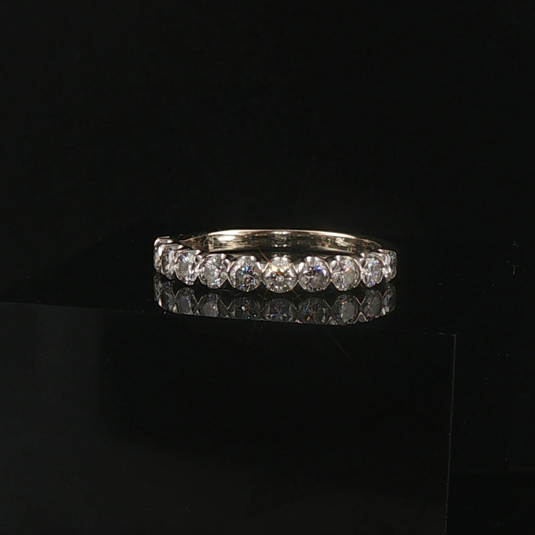 14k White Gold and 1cttw Diamond Vintage Half Eternity Band Ring Size 8.5