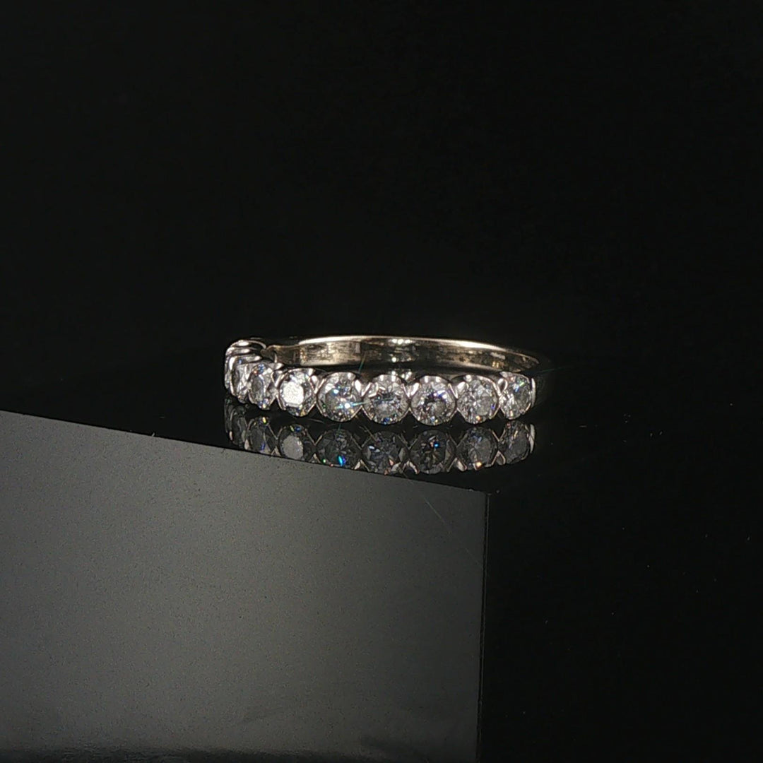 14k White Gold and 1cttw Diamond Vintage Half Eternity Band Ring Size 8.5