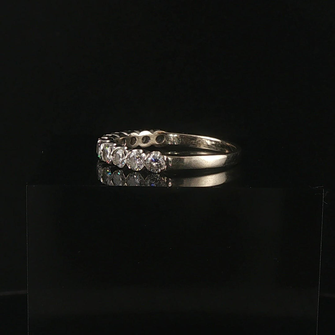 14k White Gold and 1cttw Diamond Vintage Half Eternity Band Ring Size 8.5