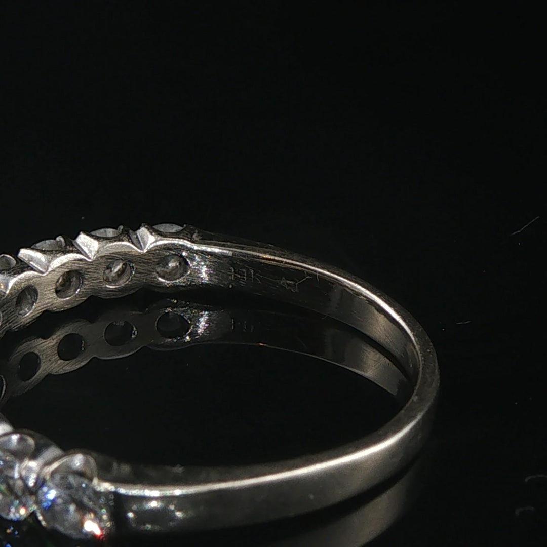 14k White Gold and 1cttw Diamond Vintage Half Eternity Band Ring Size 8.5