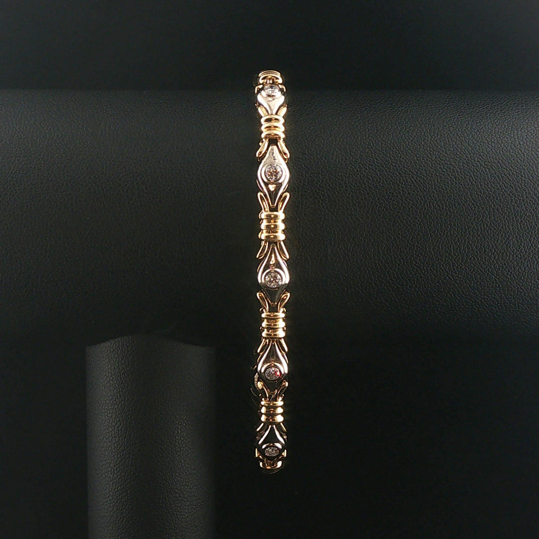 14k Yellow and White Gold 1cttw Bezel Set Diamond Fancy Link Bracelet 7.75"