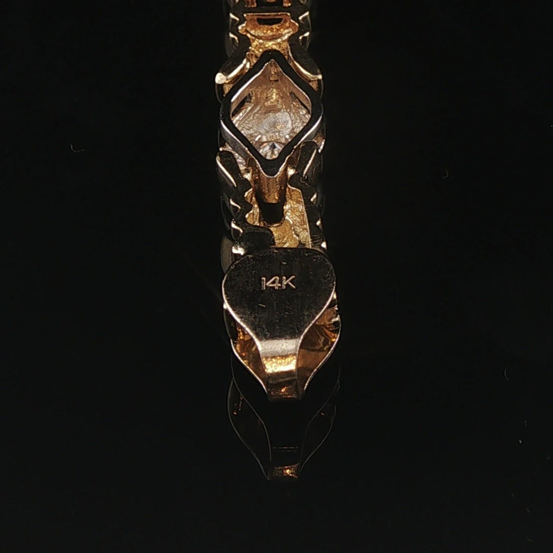 14k Yellow and White Gold 1cttw Bezel Set Diamond Fancy Link Bracelet 7.75"