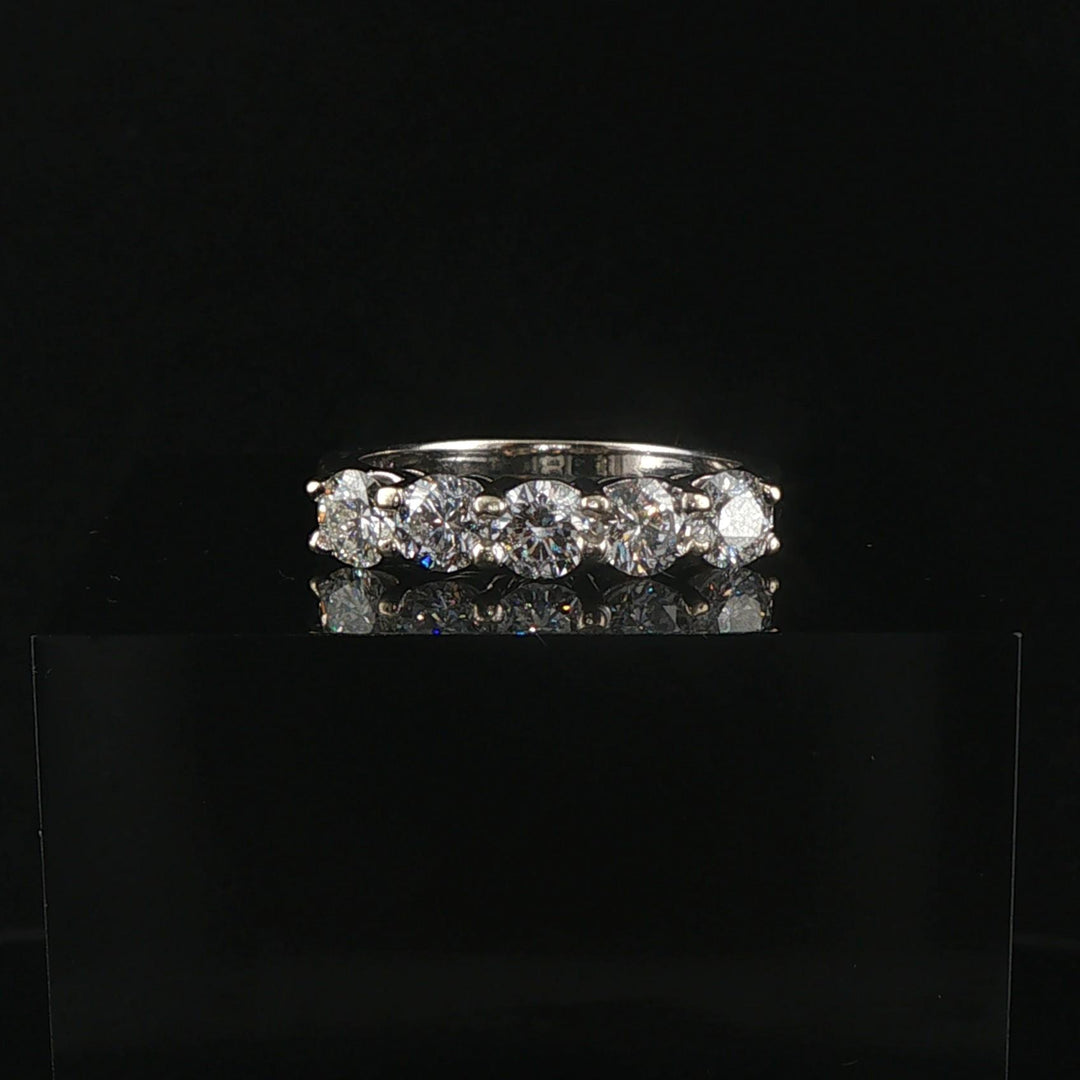 14k White Gold and 1.50cttw Five Diamond Vintage Ring Size 8