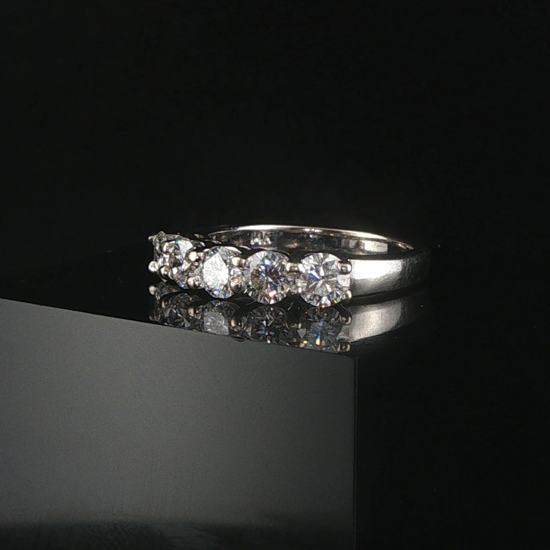 14k White Gold and 1.50cttw Five Diamond Vintage Ring Size 8