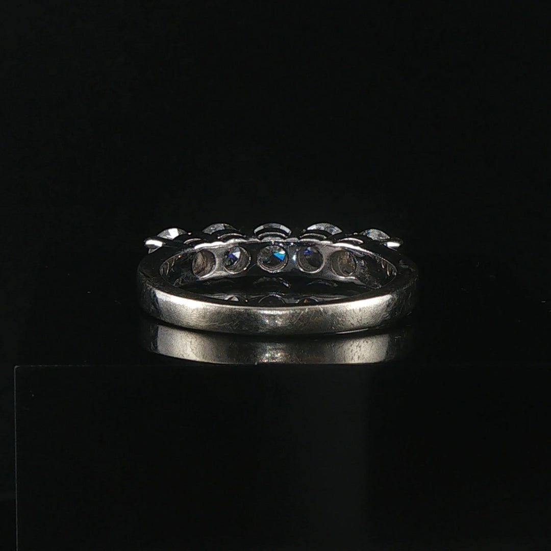 14k White Gold and 1.50cttw Five Diamond Vintage Ring Size 8