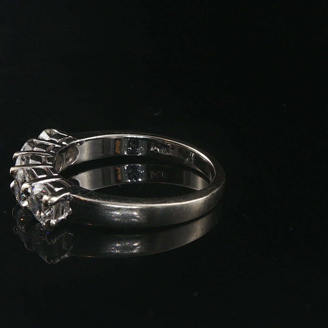 14k White Gold and 1.50cttw Five Diamond Vintage Ring Size 8