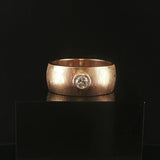 14k Yellow Gold and 0.25ct Diamond Vintage Men's Brushed Finish Ring Size 10.75