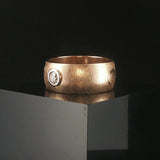 14k Yellow Gold and 0.25ct Diamond Vintage Men's Brushed Finish Ring Size 10.75