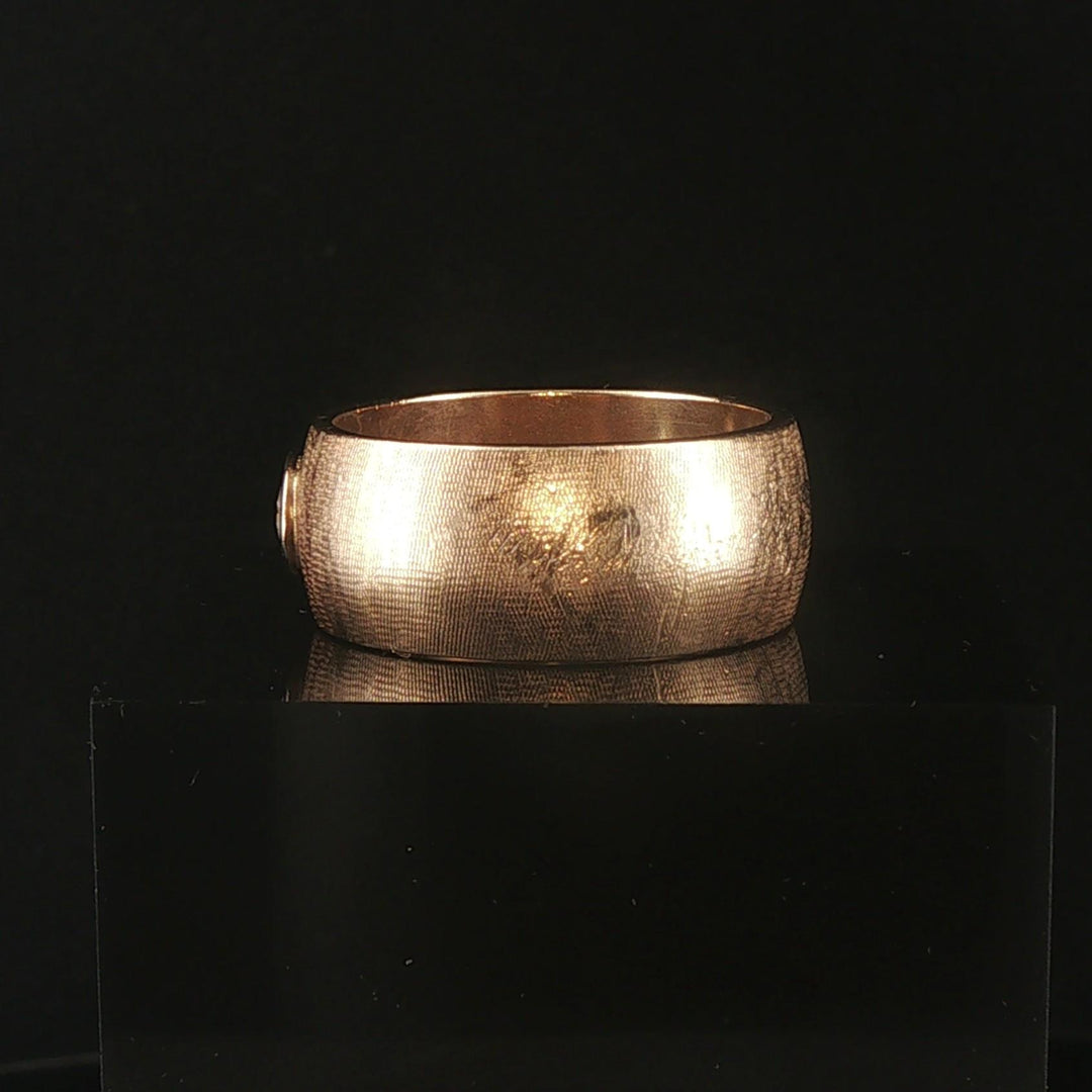 14k Yellow Gold and 0.25ct Diamond Vintage Men's Brushed Finish Ring Size 10.75