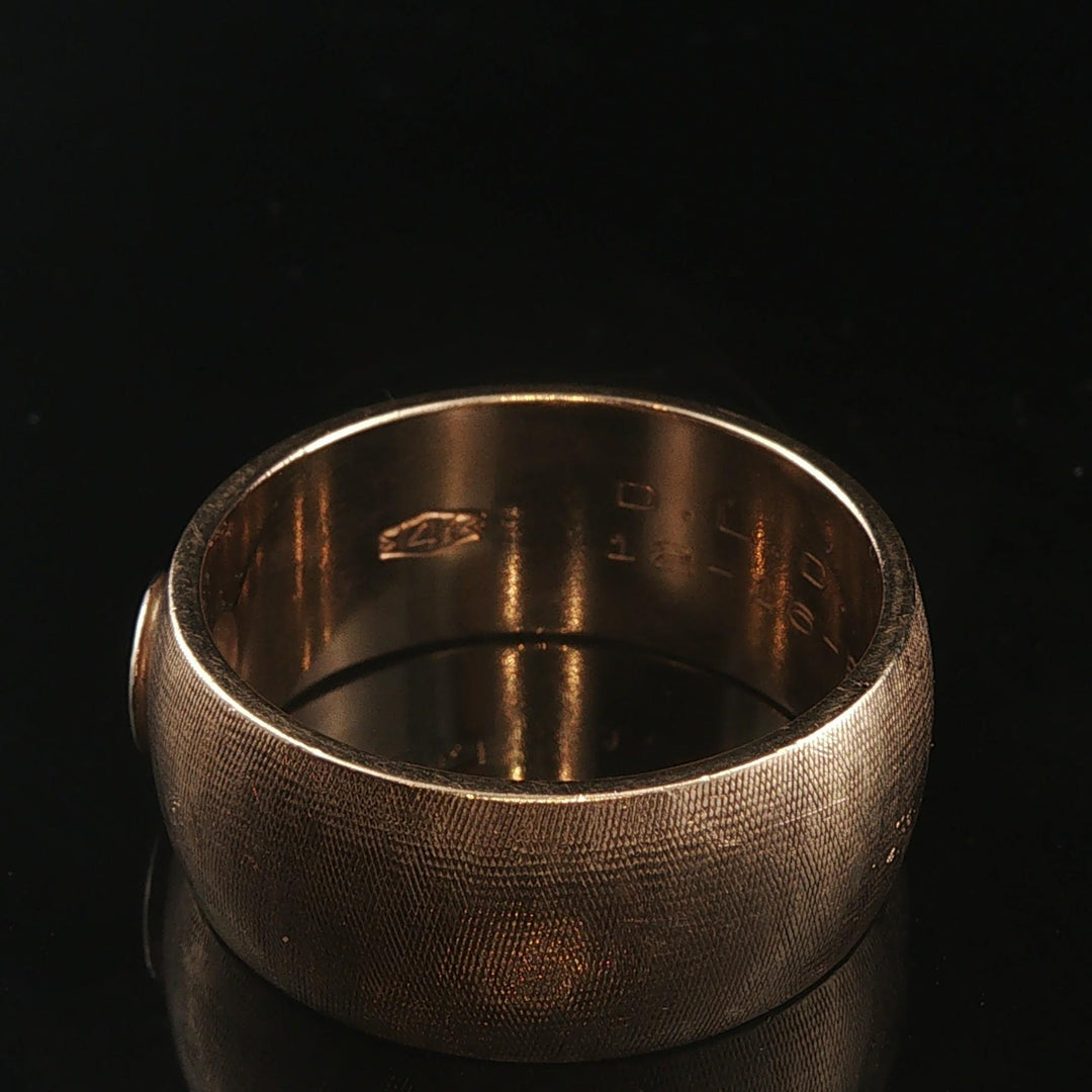 14k Yellow Gold and 0.25ct Diamond Vintage Men's Brushed Finish Ring Size 10.75