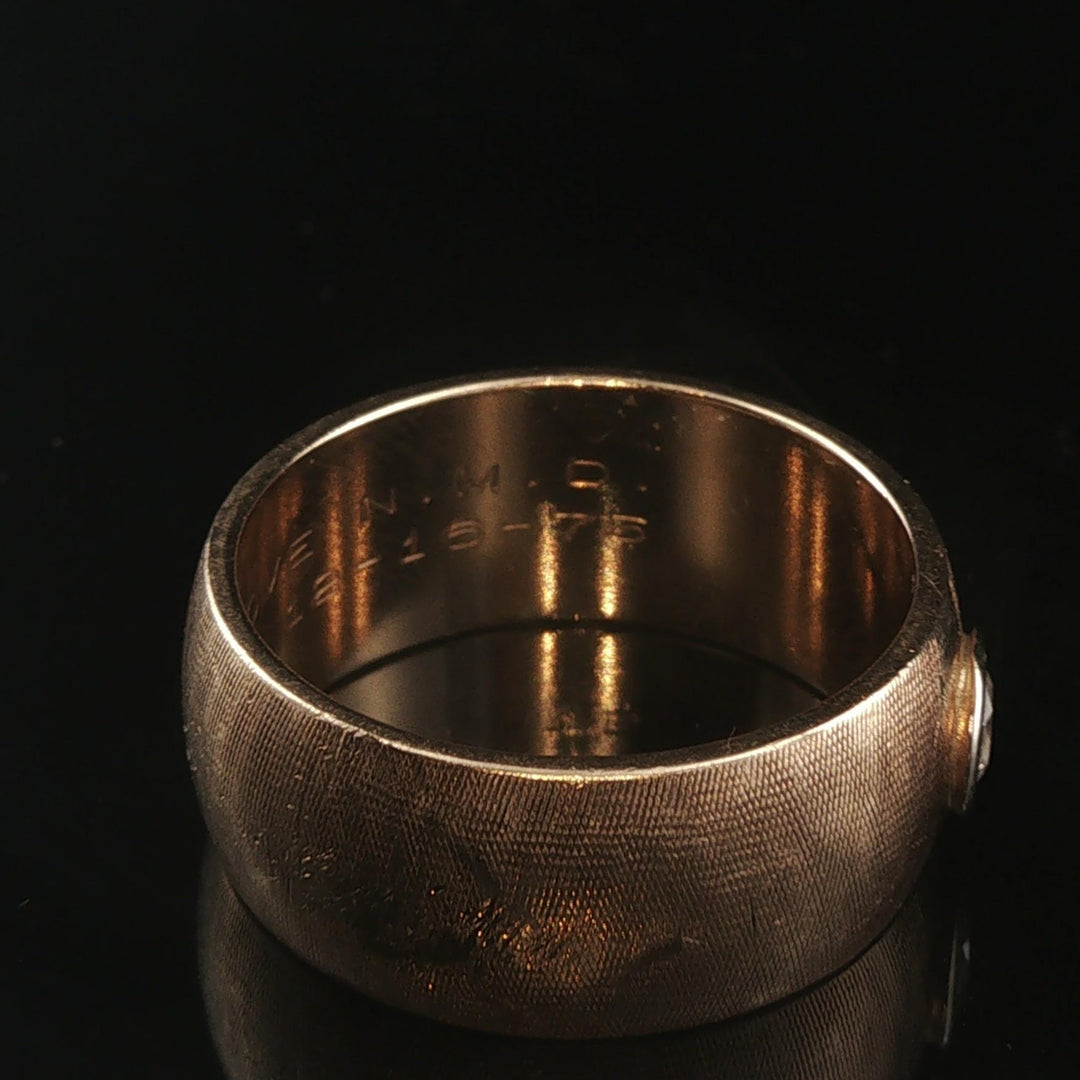 14k Yellow Gold and 0.25ct Diamond Vintage Men's Brushed Finish Ring Size 10.75