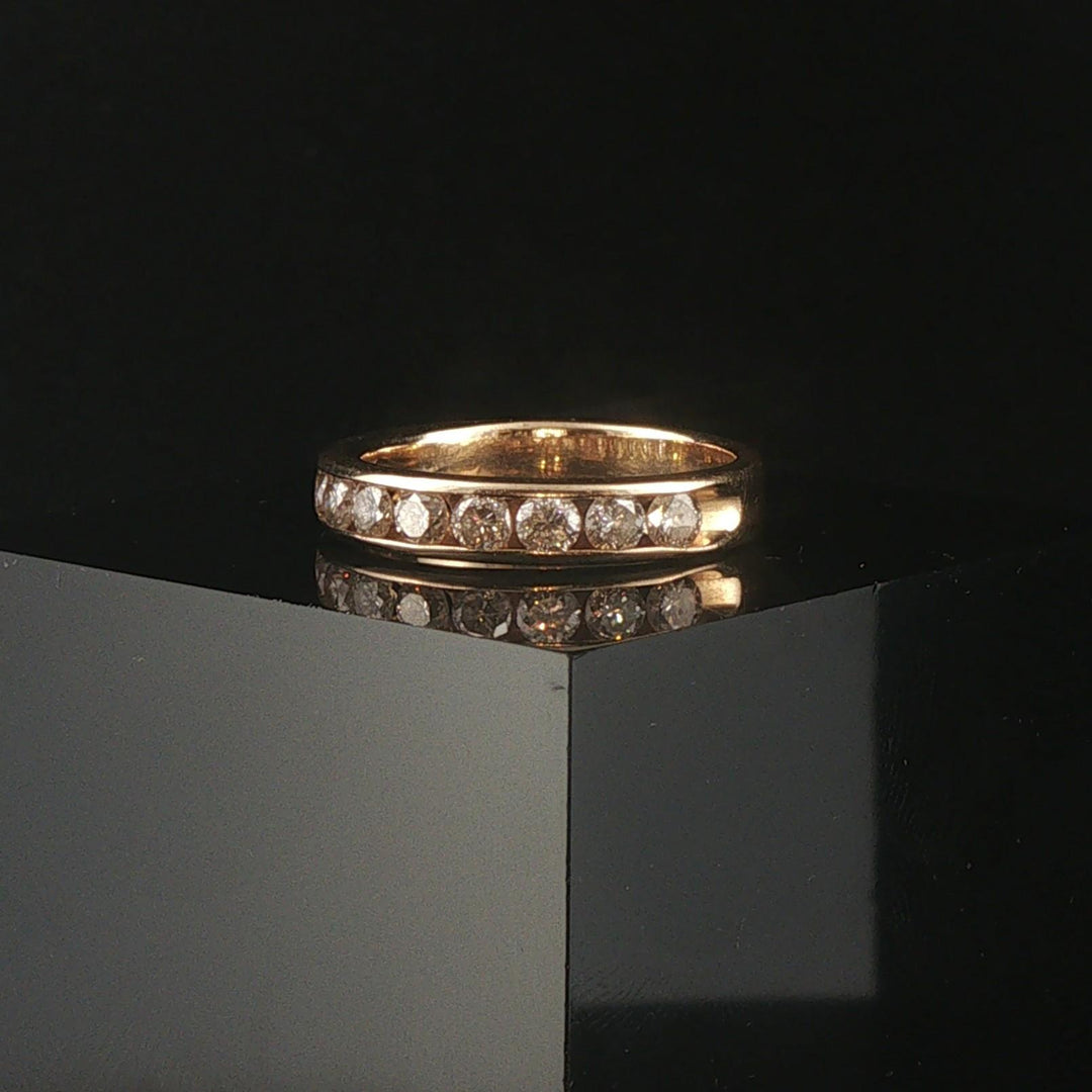 14k Yellow Gold and 1cttw Diamond Vintage 4mm Half Eternity Band Ring Size 6.5