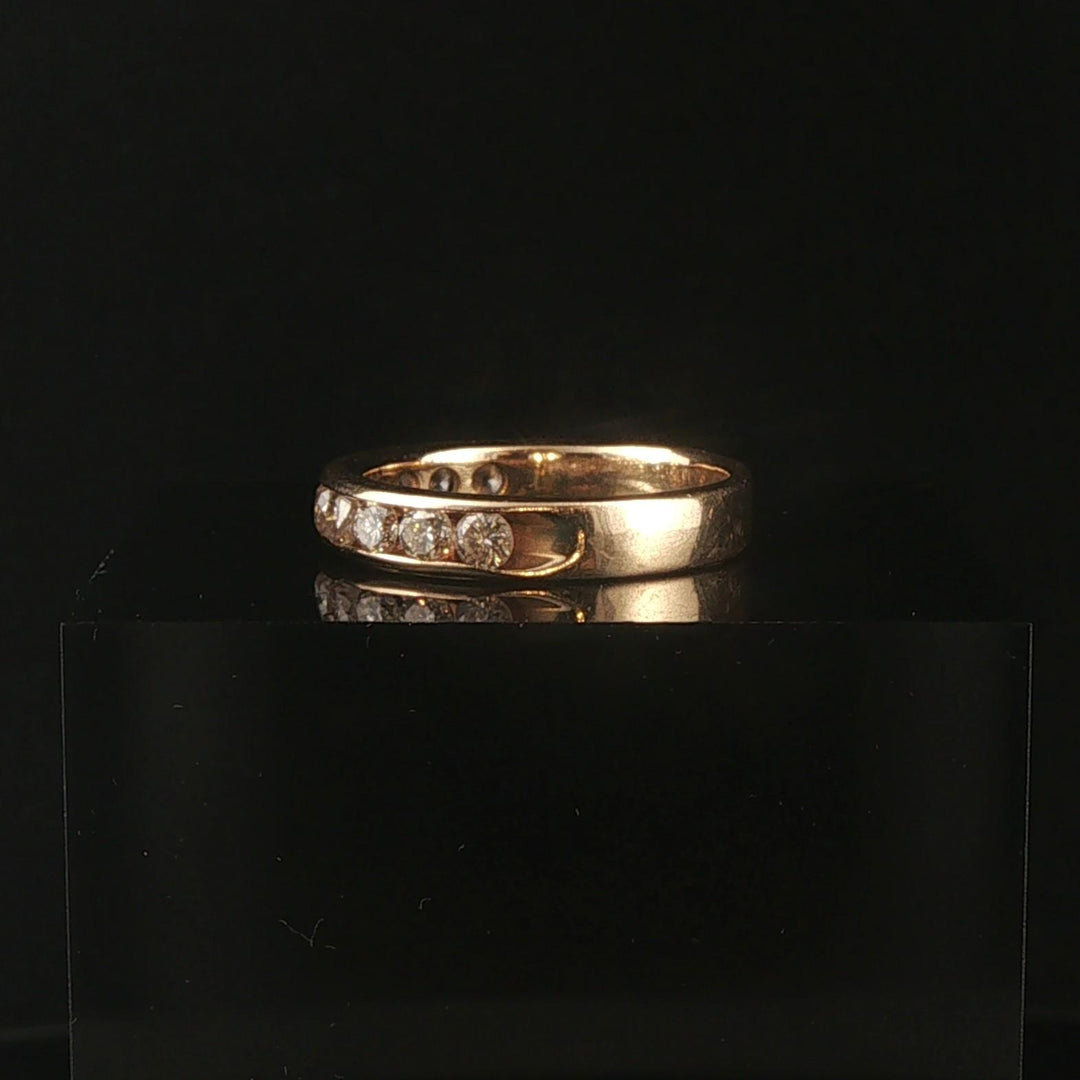 14k Yellow Gold and 1cttw Diamond Vintage 4mm Half Eternity Band Ring Size 6.5