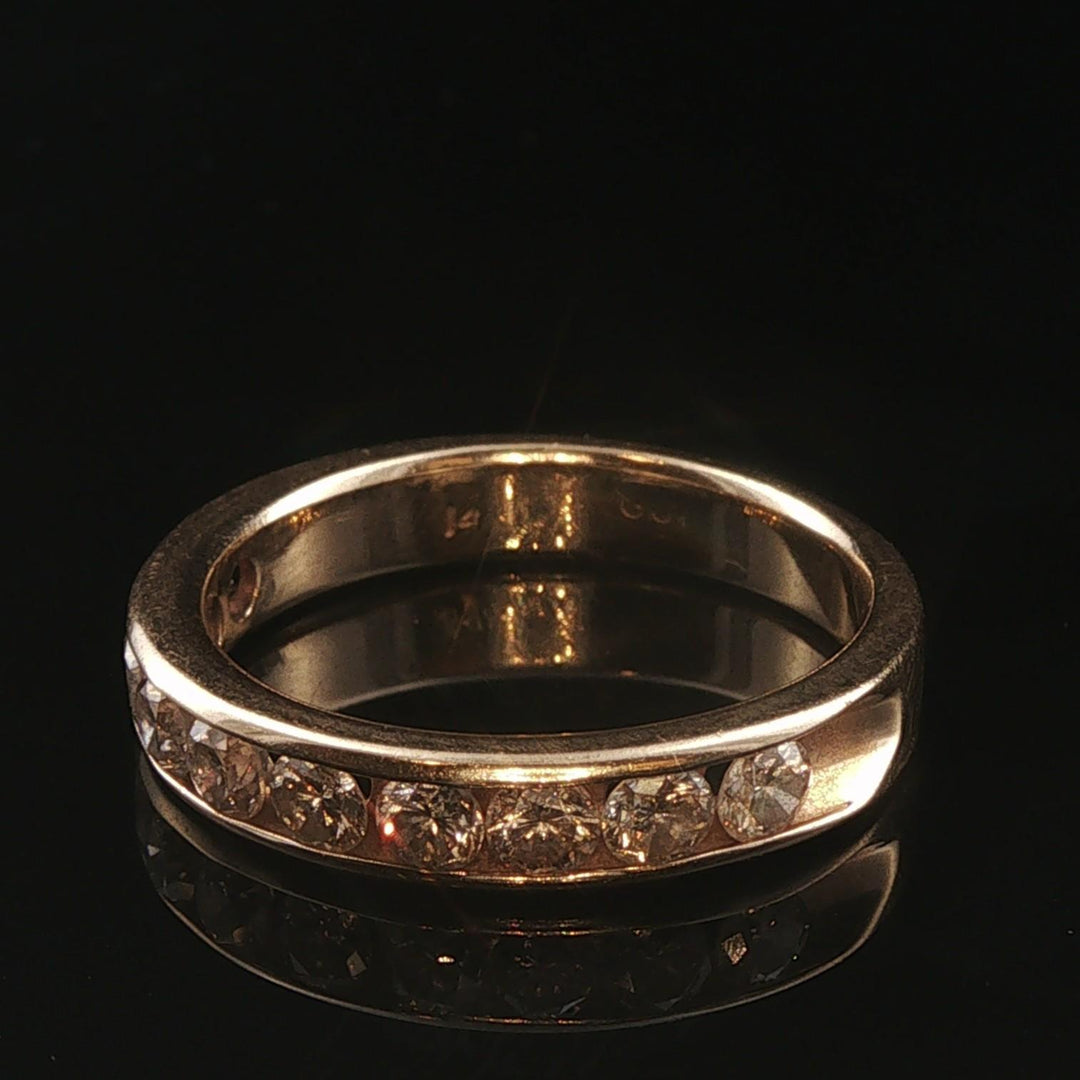 14k Yellow Gold and 1cttw Diamond Vintage 4mm Half Eternity Band Ring Size 6.5