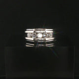 14k White Gold and 0.50cttw Five Diamond Men's Solid Band Ring Size 11