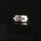 14k White Gold and 0.50cttw Five Diamond Men's Solid Band Ring Size 11