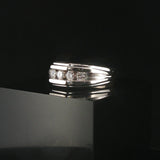 14k White Gold and 0.50cttw Five Diamond Men's Solid Band Ring Size 11