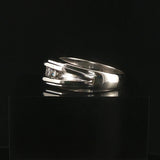 14k White Gold and 0.50cttw Five Diamond Men's Solid Band Ring Size 11