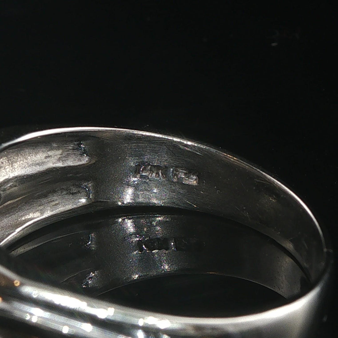 14k White Gold and 0.50cttw Five Diamond Men's Solid Band Ring Size 11