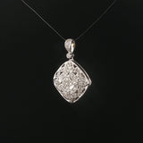 14k White Gold and Diamond Vintage Filigree Locket Pendant 1"