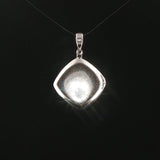 14k White Gold and Diamond Vintage Filigree Locket Pendant 1"