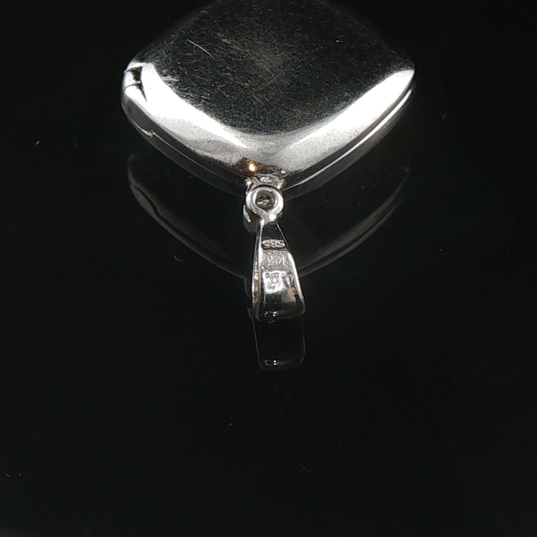 14k White Gold and Diamond Vintage Filigree Locket Pendant 1"