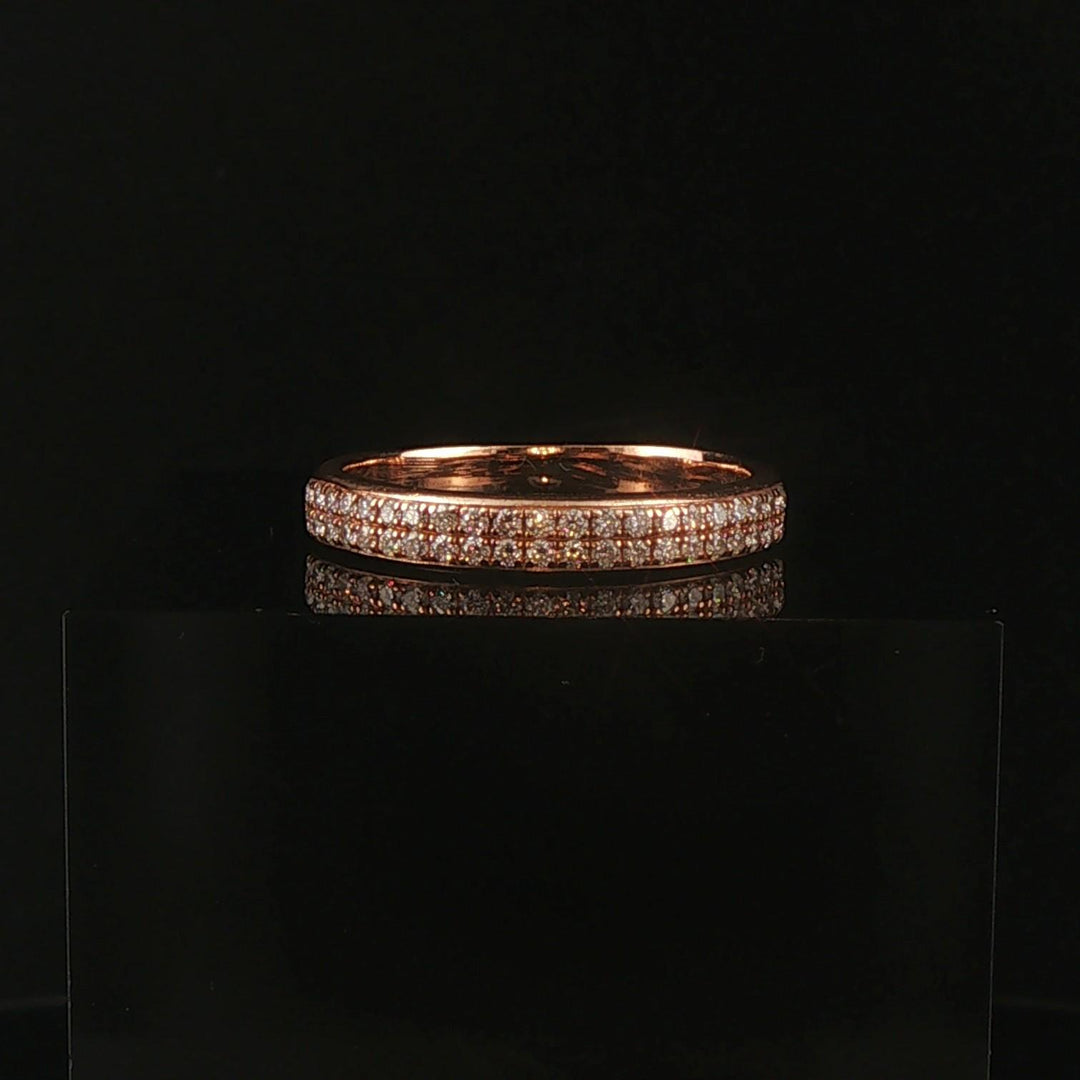 14k Rose Gold and 0.50cttw Diamond Half Eternity Two Row Band Ring Size 9.5