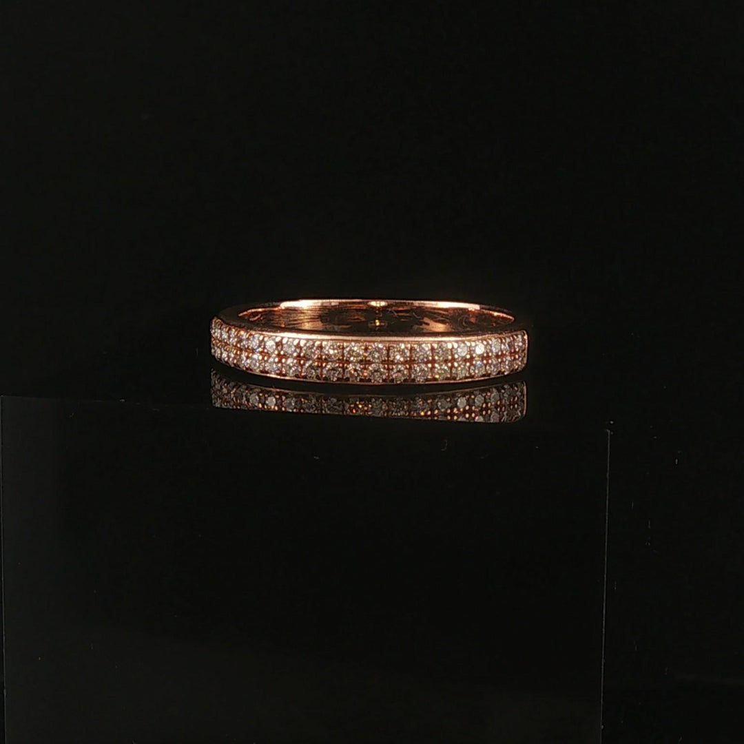 14k Rose Gold and 0.50cttw Diamond Half Eternity Two Row Band Ring Size 9.5
