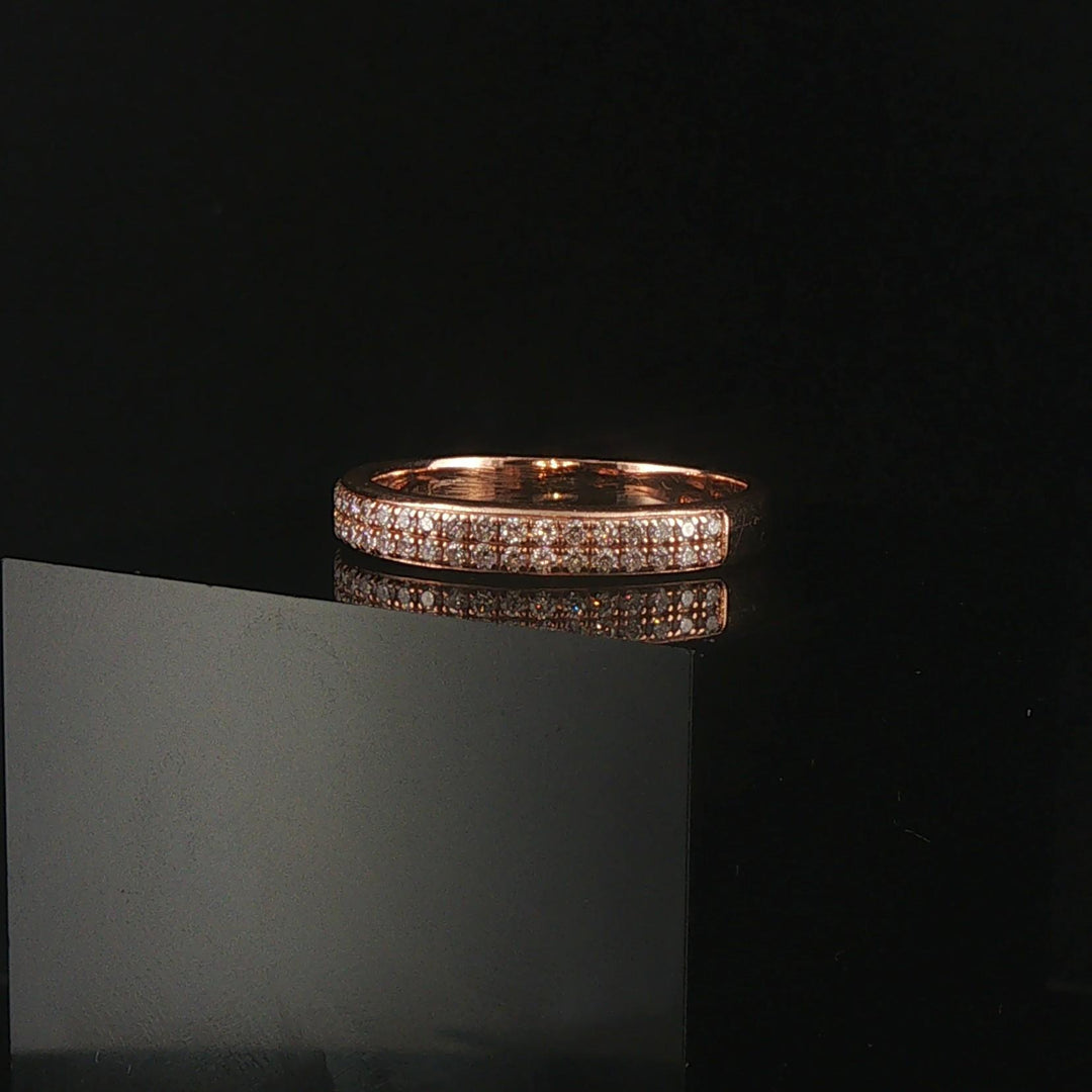 14k Rose Gold and 0.50cttw Diamond Half Eternity Two Row Band Ring Size 9.5