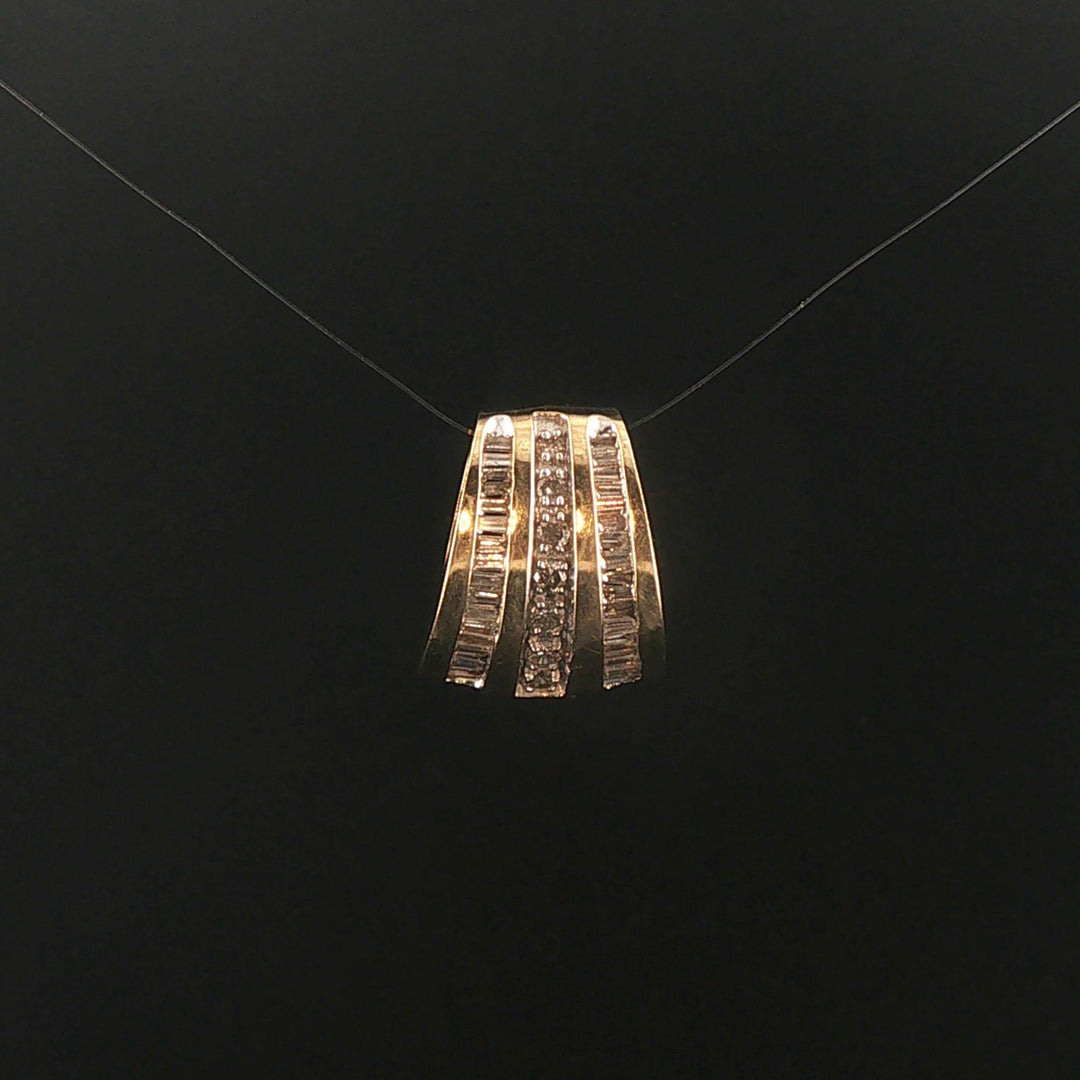 14k Yellow Gold and 1cttw Round and Baguette Diamond Slide Pendant