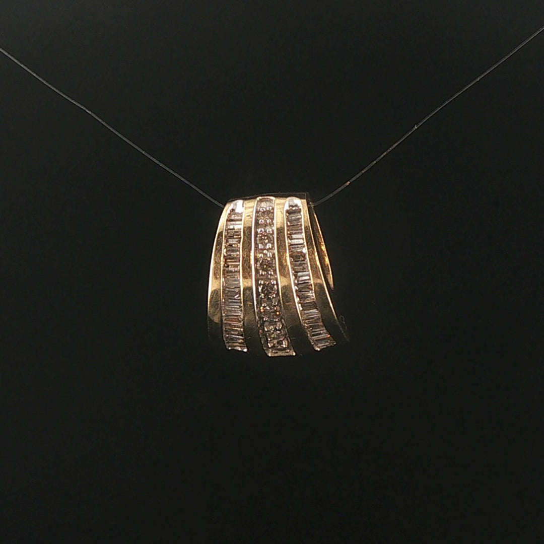 14k Yellow Gold and 1cttw Round and Baguette Diamond Slide Pendant