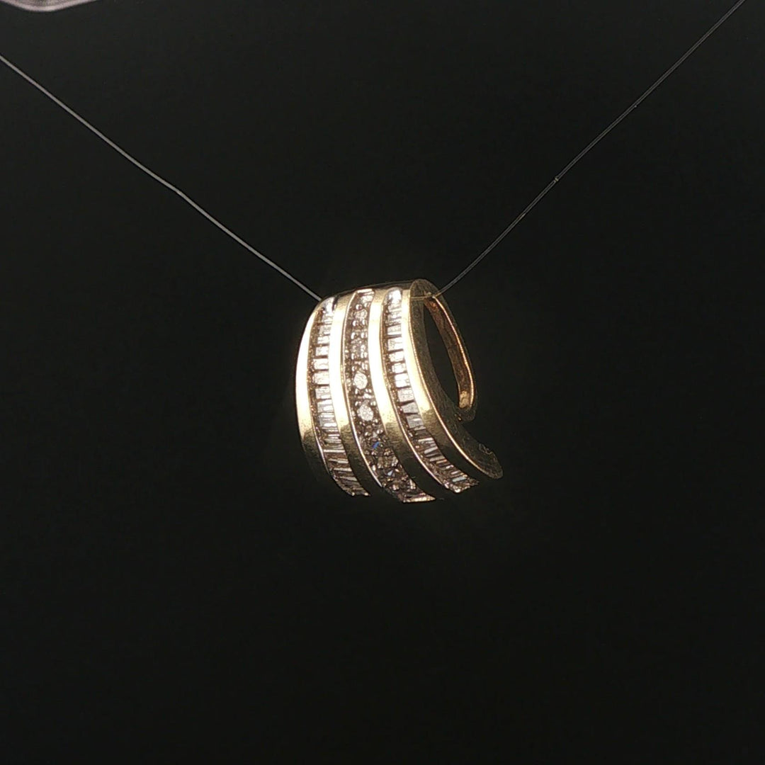 14k Yellow Gold and 1cttw Round and Baguette Diamond Slide Pendant