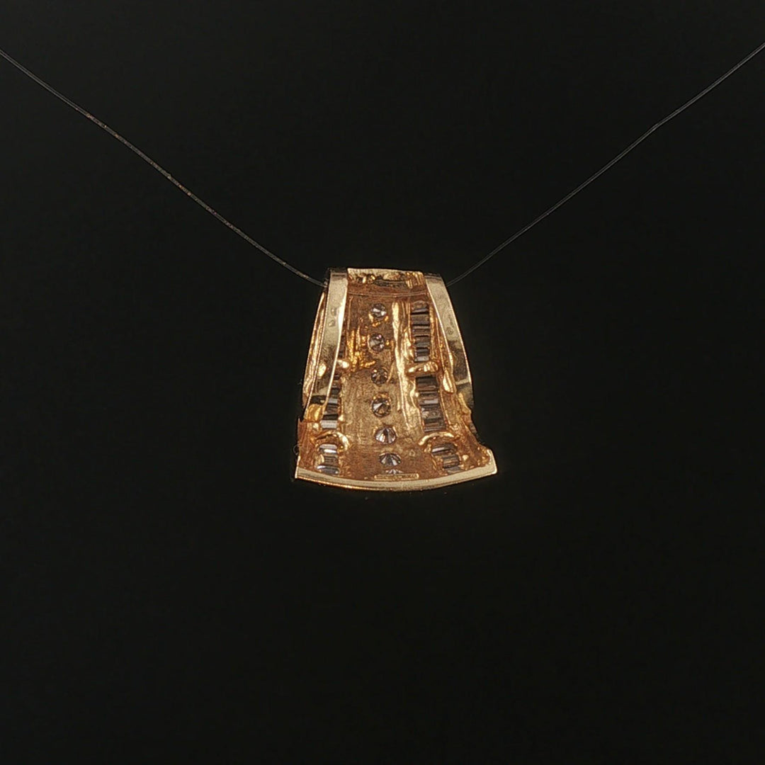 14k Yellow Gold and 1cttw Round and Baguette Diamond Slide Pendant