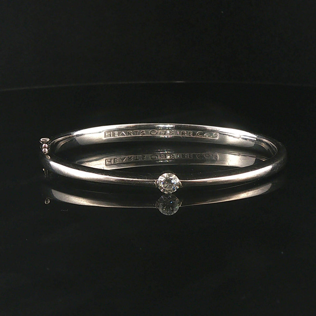 Hearts on Fire 18k White Gold 0.45ct Diamond Heavy Bangle Bracelet 6.25"