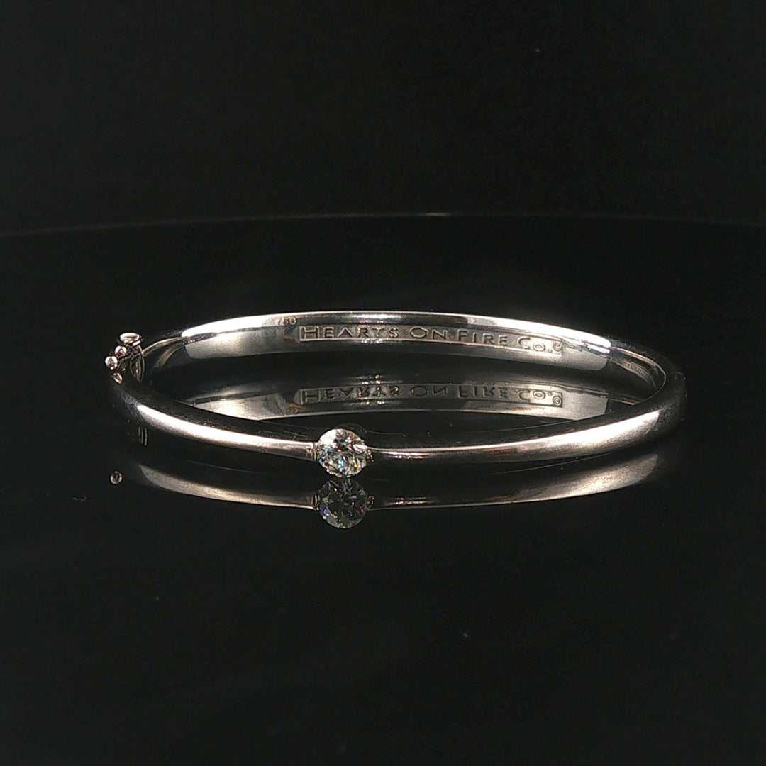 Hearts on Fire 18k White Gold 0.45ct Diamond Heavy Bangle Bracelet 6.25"