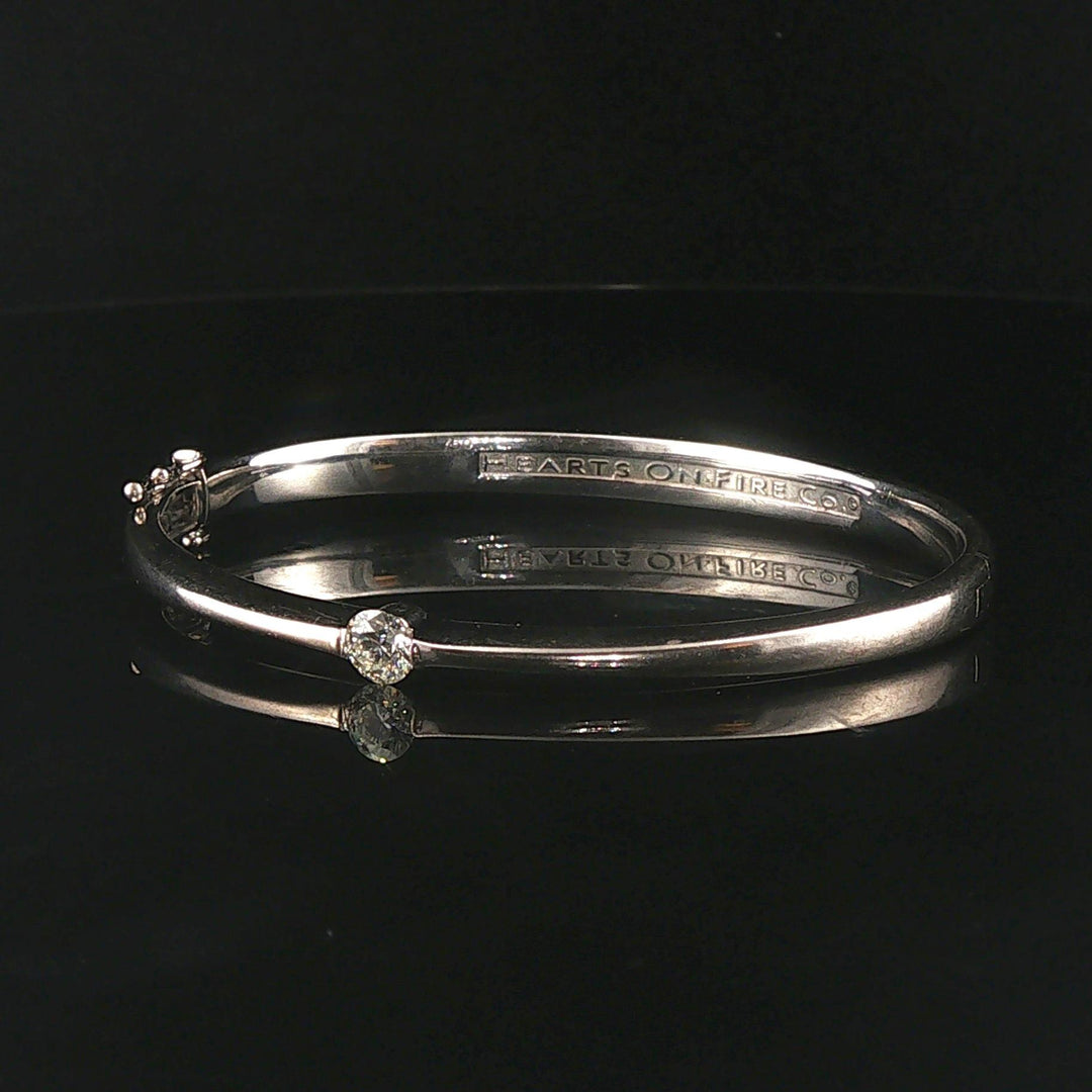 Hearts on Fire 18k White Gold 0.45ct Diamond Heavy Bangle Bracelet 6.25"