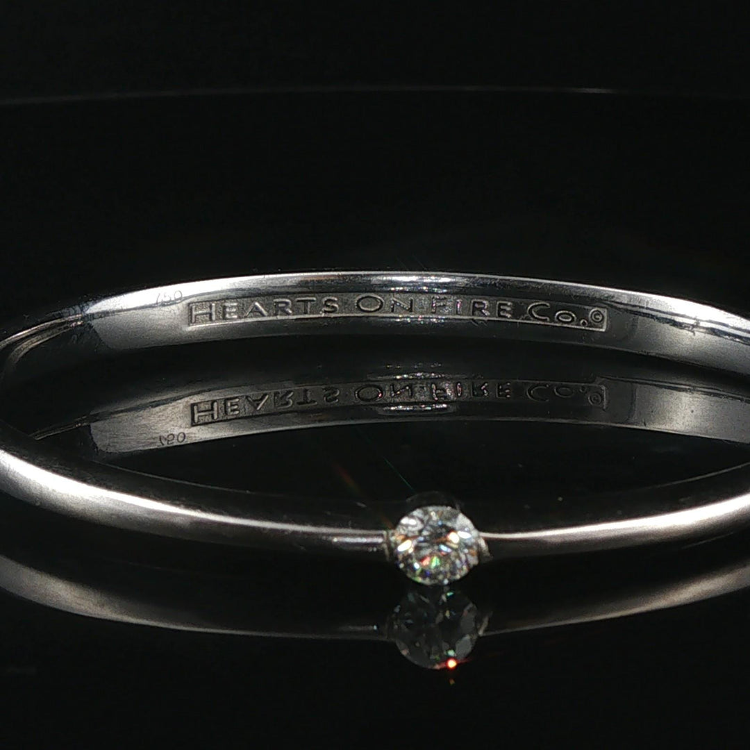 Hearts on Fire 18k White Gold 0.45ct Diamond Heavy Bangle Bracelet 6.25"