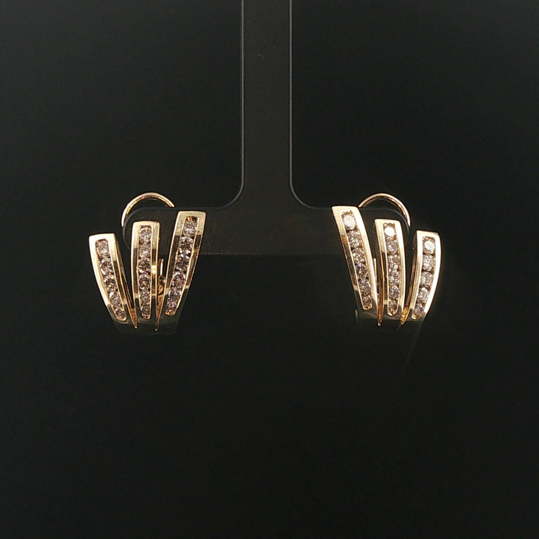 14k Yellow Gold 2cttw Diamond Fancy Huggie Earrings